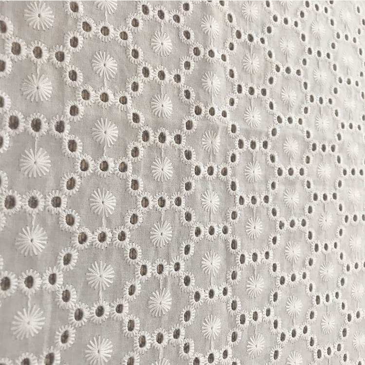 Cutwork Geometric 100% Cotton Embroidered Fabric for Women's Wear Whol 5